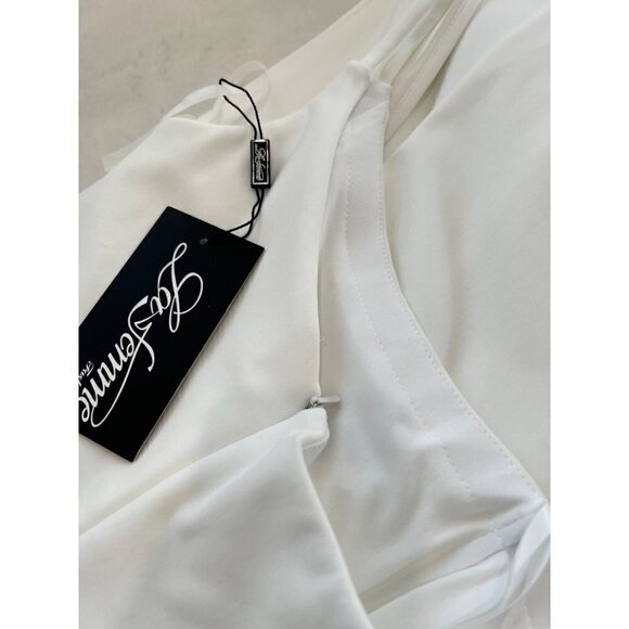 New La Femme Size 2 One-Shoulder Jersey Gown white 28176 *Stain* - Picture 9 of 12